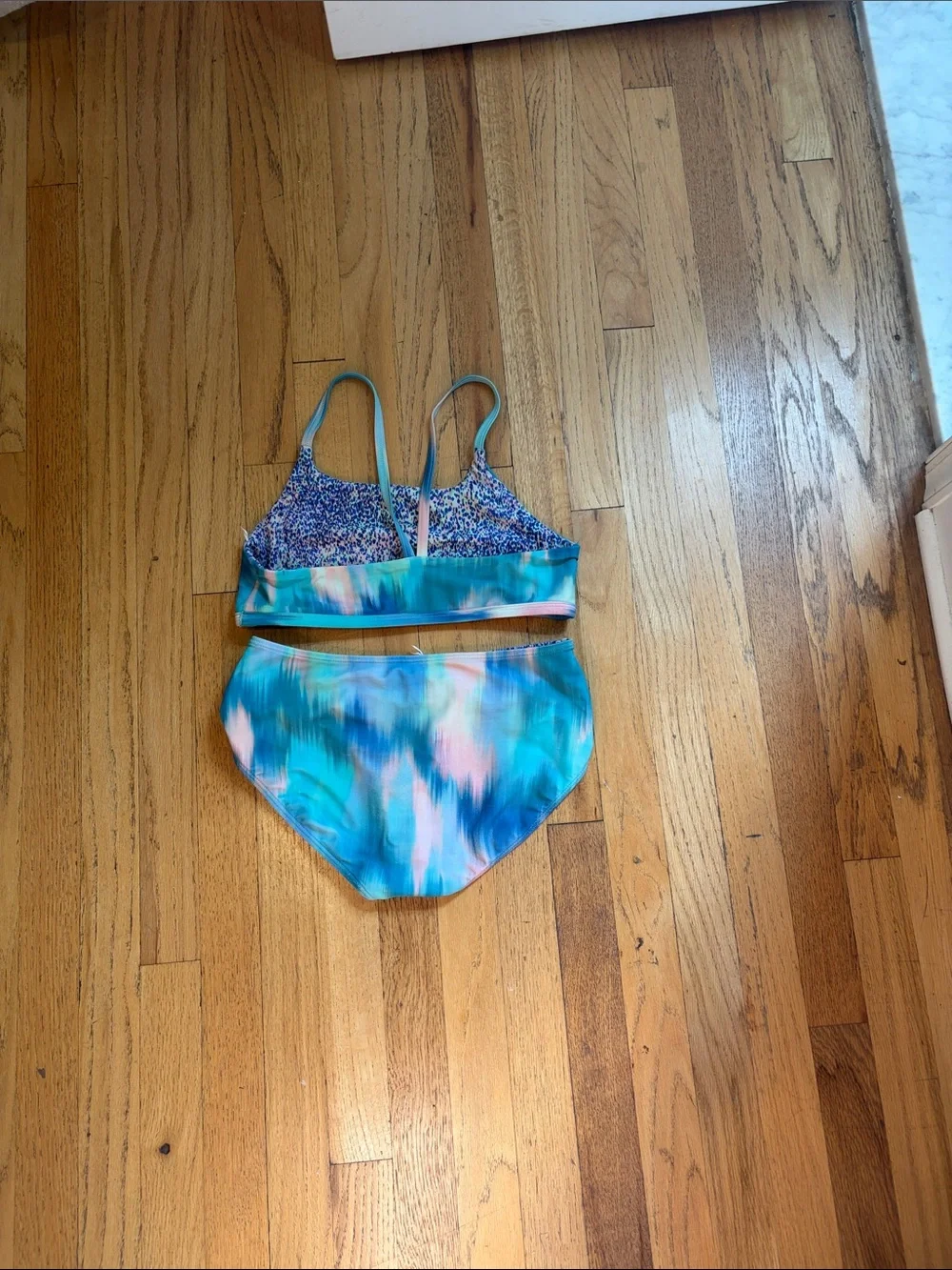 Athleta Girls Blue and Pink Tie-Dye Two-Piece Swim Bikini